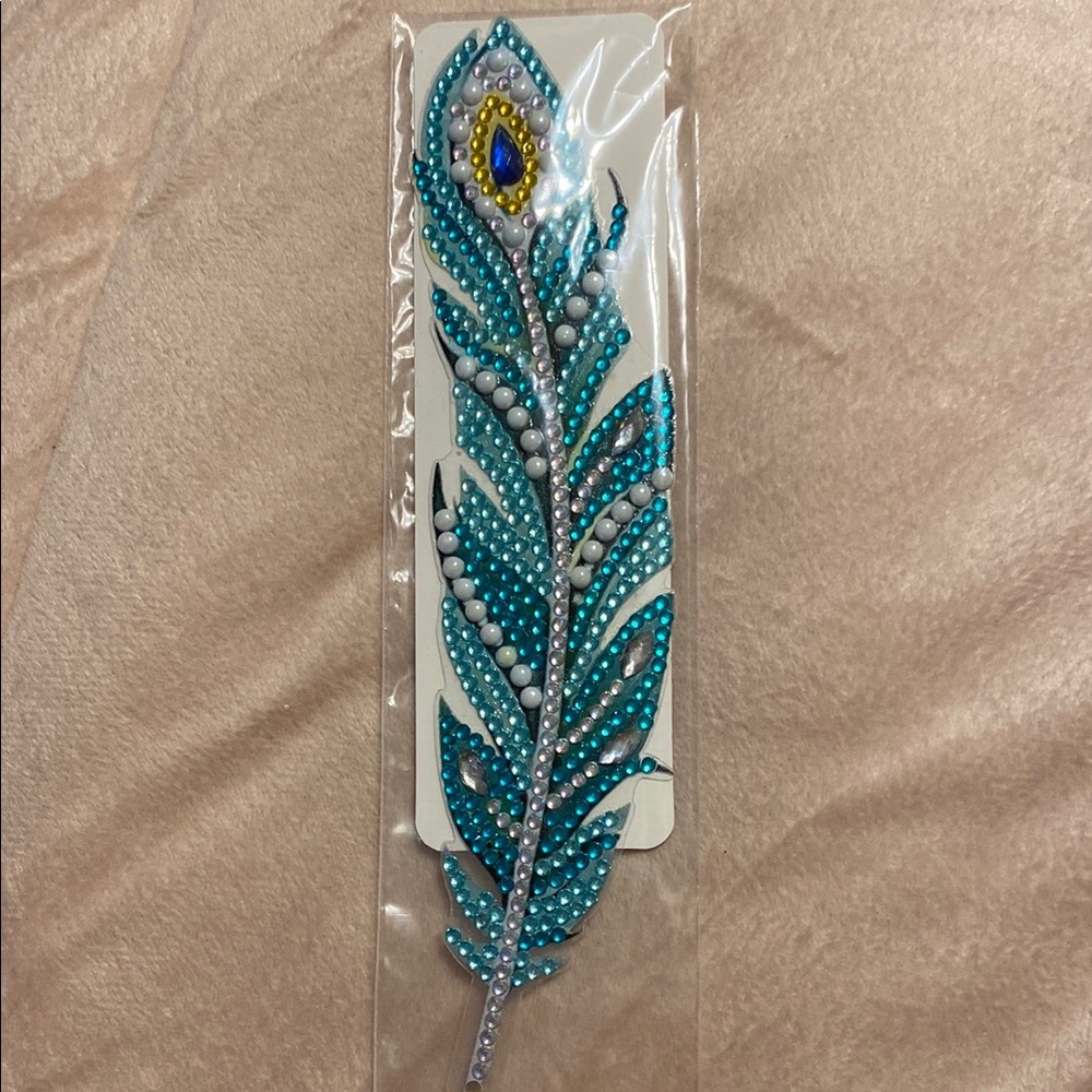 Handmade Dimond Peacock Feather Bookmark